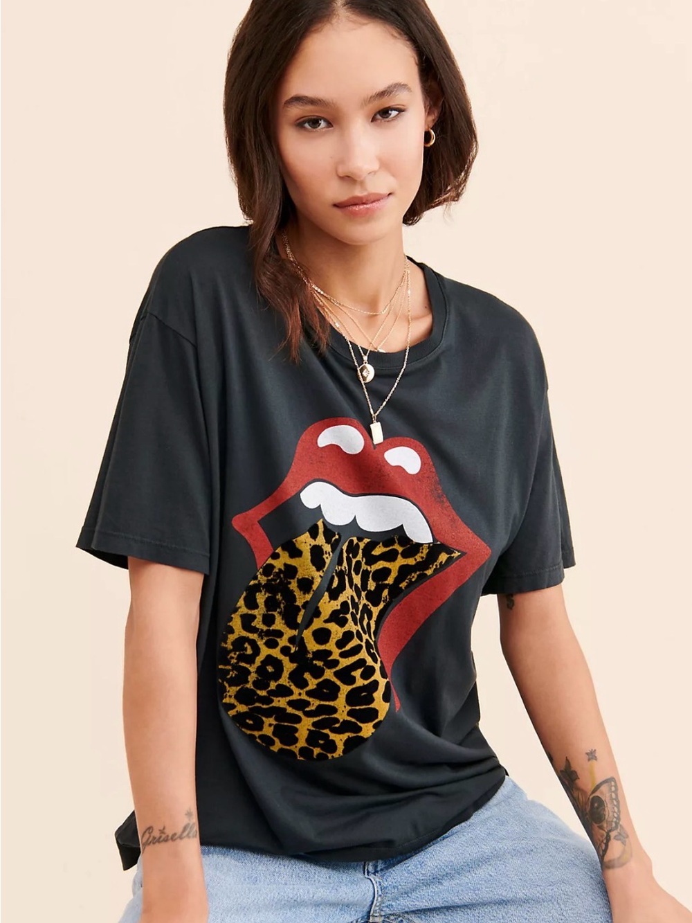 Daydreamer X Free People Stines Flocked Leopard Tongue Tee | Medium | Sold Out